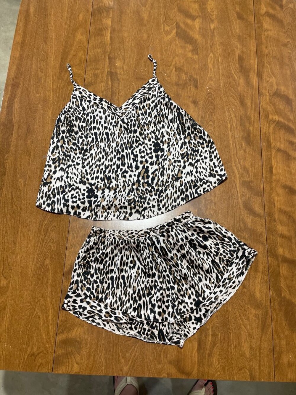 ASOS Leopard Print Satin Tank Shorts Pajama Set Leopard Cheetah Animal Print 6 - Picture 2 of 9